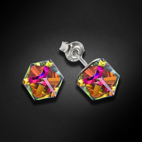 Sudraba auskari "Rubikona II (Vitrail Medium)" ar Swarovski™ kristāliem
